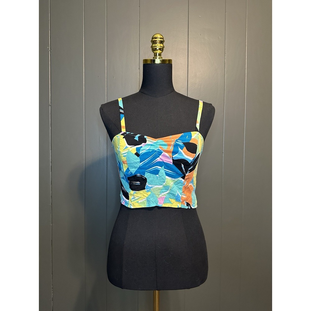 NWT Lily Rose Tropical Print Bustier Crop Top A Small